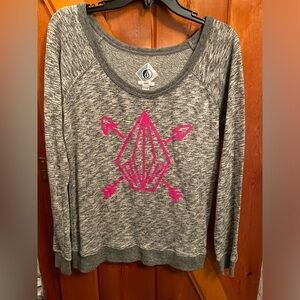 Volcom women’s grey& pink sweatshirt. Medium. Vintage Excellent condition.